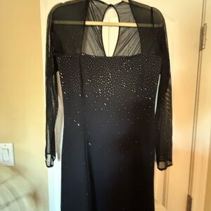 St. John Jet Beads with Sheer Sleeves and Decollete